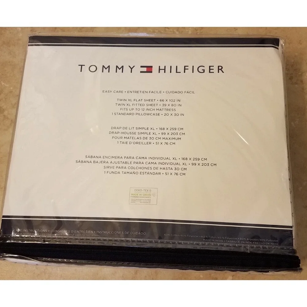 TOMMY‎ HILFIGER 3pc Sheet Set TWIN XL Sheet Set Dorm Bedding NEW